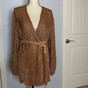 Retrofete bronze midi dress